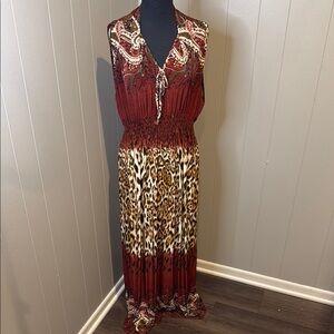 Ace Fashion Women’s 3X Pleated Maxi Sundress V-Neck Cocktail Ruched Waist